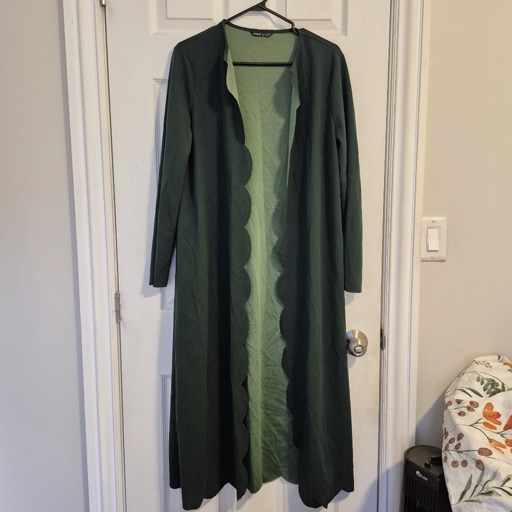 SHEIN Forest Green Long Open Cardigan